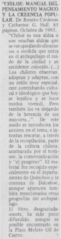 Chiloé, manual del pensamiento mágico y la creencia popular