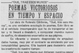 Poemas victoriosos en tiempo y espacio