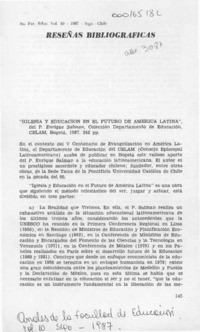 "Iglesia y educación en el futuro de América Latina"  [artículo] Jaime Caiceo Escudero.