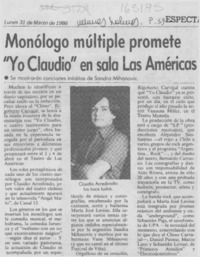 Monólogo múltiple promete "Yo, Claudio" en sala Las Américas