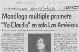 Monólogo múltiple promete "Yo, Claudio" en sala Las Américas