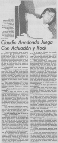 Claudio Arredondo juega con actuación y rock