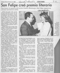 San Felipe creó premio literario  [artículo].