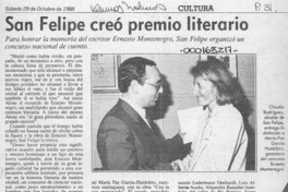 San Felipe creó premio literario  [artículo].