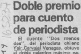 Doble premio para cuento de periodista
