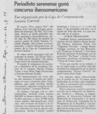 Periodista serenense ganó concurso iberoamericano