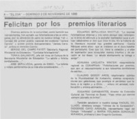 Felicitan por los premios literarios