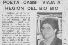 Poeta Cassi viaja a región del Bío Bío