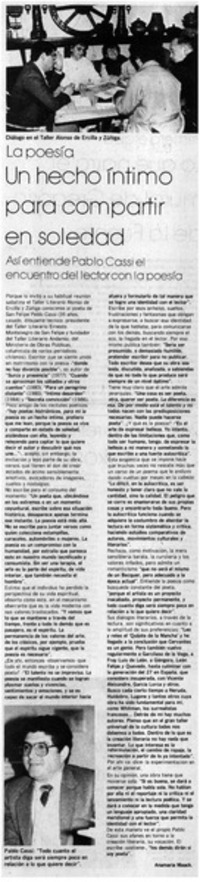 La poesía, un hecho íntimo para compartir en soledad