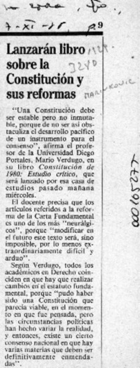 Lanzarán libro sobre la Constitución y sus reformas