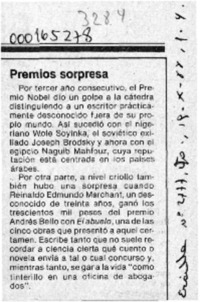 Premios sorpresa  [artículo].