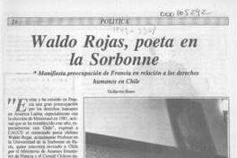 Waldo Rojas, poeta en la Sorbonne  [artículo] Guillermo Bown.