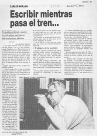 Escribir mientras pasa el tren --  [artículo] Fernando Barraza.