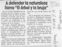 A defender la naturaleza llama "El árbol y la bruja"  [artículo].