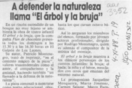 A defender la naturaleza llama "El árbol y la bruja"  [artículo].