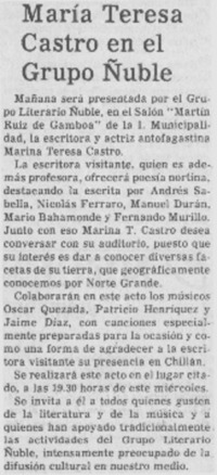 María Teresa Castro en el Grupo Ñuble