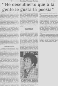 "He descubierto que a la gente le gusta la poesía"