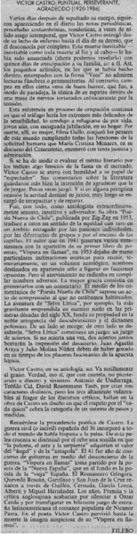 Víctor Castro, puntual, perseverante, agradecido (1920-1986)