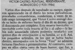 Víctor Castro, puntual, perseverante, agradecido (1920-1986)