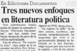 Tres nuevos enfoques en literatura política  [artículo].