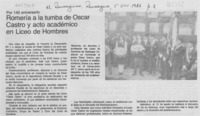 Romería a la tumba de Oscar Castro y acto académico en Liceo de Hombres