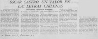 Oscar Castro, un valor en las letras chilenas