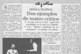 Dos ejemplos de teatro crítico