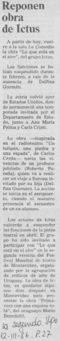 Reponen obra de Ictus