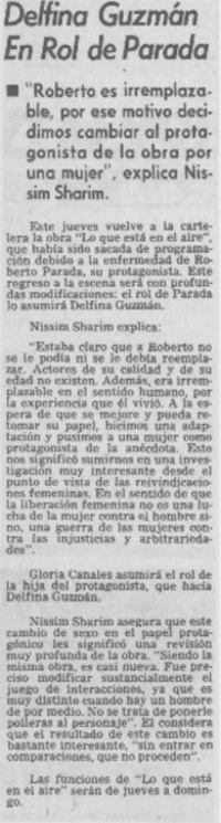 Delfina Guzmán en rol de Parada