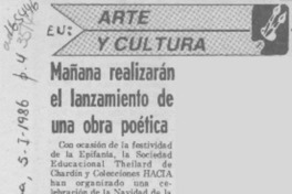 Mañana realizarán el lanzamiento de una obra poética