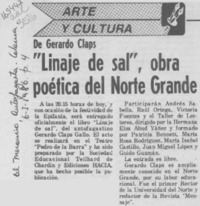 "Linaje de sal", obra poética del Norte Grande