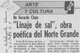 "Linaje de sal", obra poética del Norte Grande