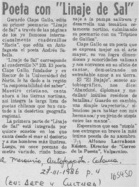 Poeta con "Linaje de sal"