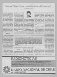 Error de táctica teatral en versión Aymará de "Antígona"