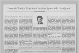 Error de táctica teatral en versión Aymará de "Antígona"