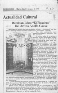Reeditan libro "El Picadero" del artista Adolfo Couve  [artículo].