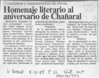 Homenaje literario al aniversario de Chañaral  [artículo] Alejandro Nofal S.