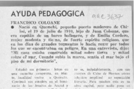 Ayuda pedagógica, Francisco Coloane  [artículo].