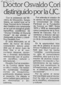 Doctor Osvaldo Cori distinguido por la UC.
