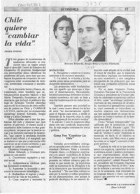 Chile quiere "cambiar la vida"  [artículo] Javiera Jiménez.