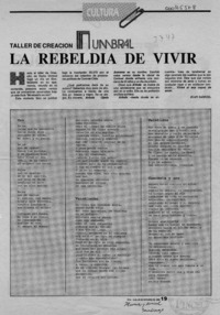 La rebeldía de vivir  [artículo] Juan Samuel.