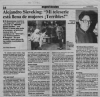 Alejandro Sieveking, "Mi teleserie está llena de mujeres terribles!"  [artículo] Pilar Entrala.