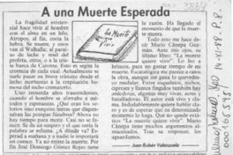 A una muerte esperada  [artículo] Juan Rubén Valenzuela.