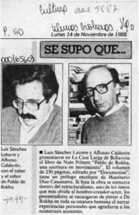 Se supo que --  [artículo].