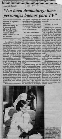 "Un buen dramaturgo hace personajes buenos para TV"  [artículo].