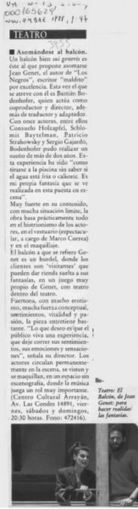 Asomándose al balcón  [artículo].