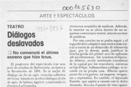 Diálogos deslavados  [artículo] Hans Ehrmann.