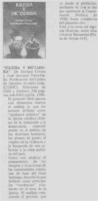 Iglesia y dictadura