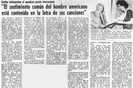 "El Sentimiento común del hombre americano está contenido en la letra de sus canciones"
