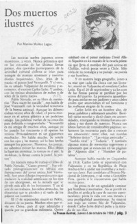 Dos muertos ilustres  [artículo] Marino Muñoz Lagos.